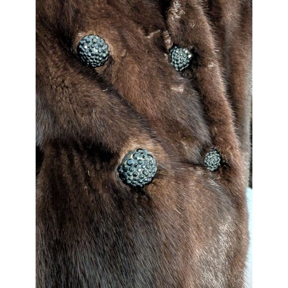Roy H. Bjorkman Vintage Brown Mink Fur Double-Breasted Car Coat Collar pockets - Picture 4 of 16